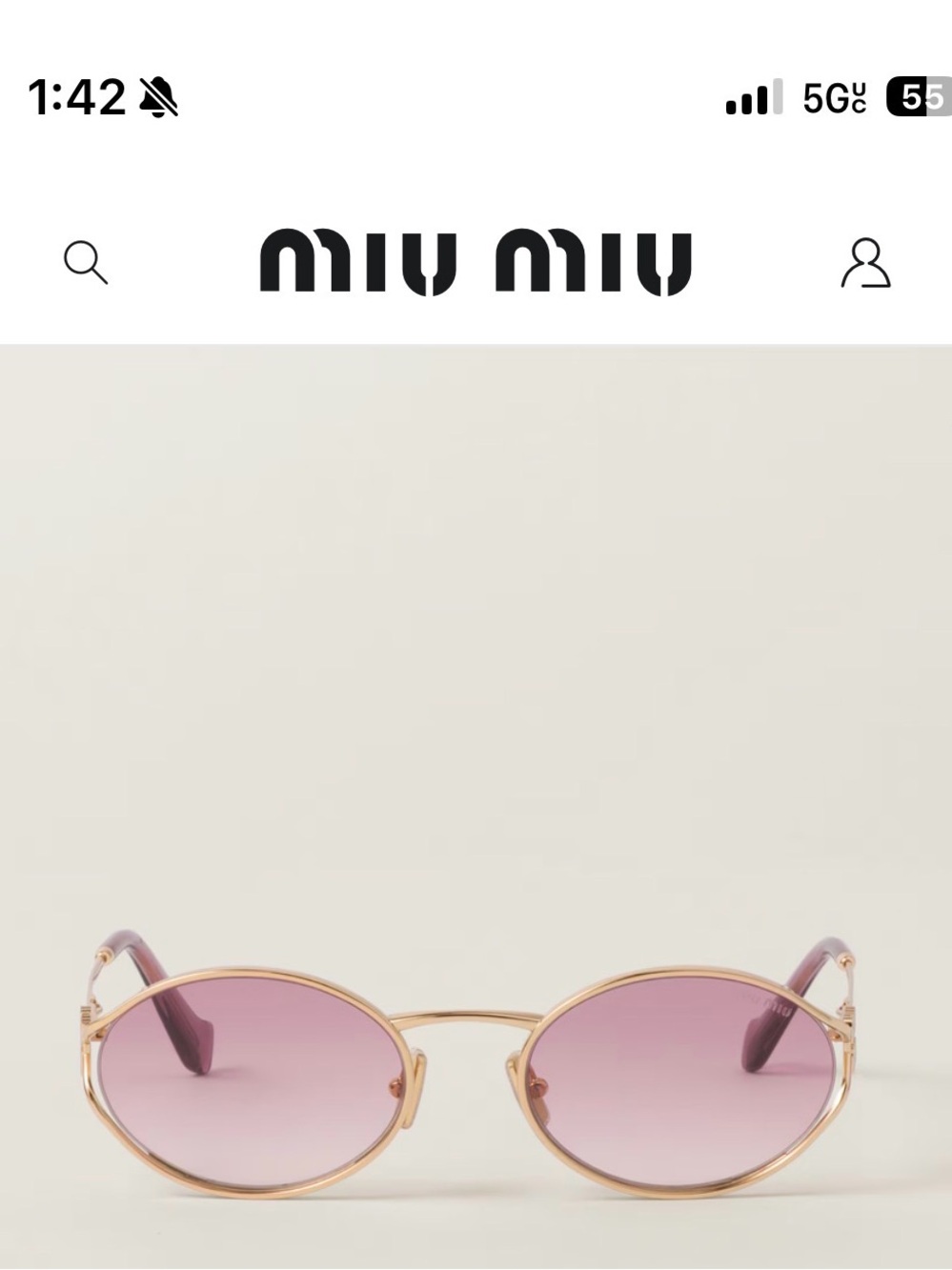Miu Miu Gold Frame Oval Sunglasses with Pink Gradient Lenses